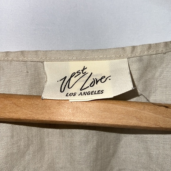 WEST LOVE LA 100% Linen Lagenlook Asymmetrical Hem Loose Long Sleeve Tops Blouse - Picture 12 of 13